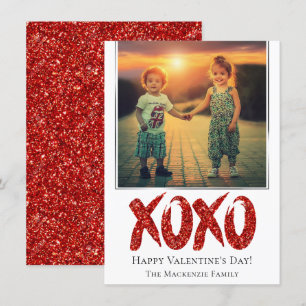 XOXO Red Glitter   Penseelfoto Valentijnsdag Feestdagenkaart