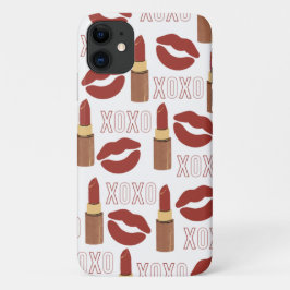 XOXO, Red Lips en Red Lipsticks Pattern iPhone 11 Hoesje