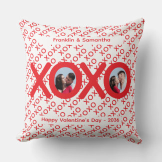 XOXO Red Valentine's Day Photo Throw Pillow Kussen
