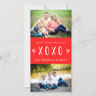 XOXO Red White Valentijnsdag Family Feestdagenkaart