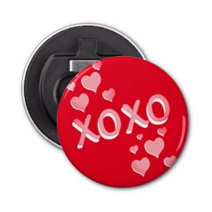 XOXO Romantisch Rood Roze Harten Button Flesopener