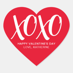 XOXO rood wit modern schattig aangepaste Valentijn Hart Sticker