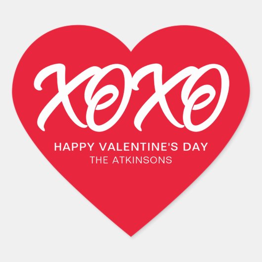 XOXO rood wit schattig modern custom Valentijnsdag Hart Sticker (Voorkant)