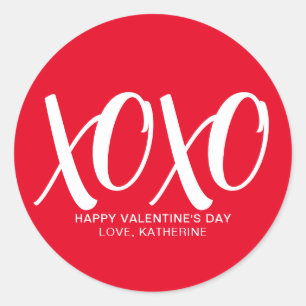 XOXO rood wit schattig modern custom Valentijnsdag Ronde Sticker