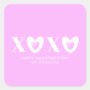 XOXO roze lila harten typografie modern schattig Vierkante Sticker