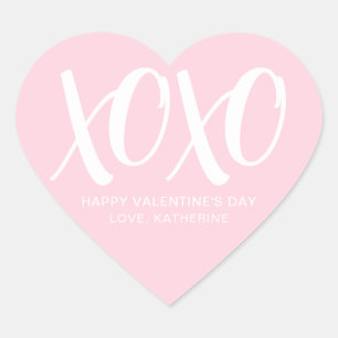 XOXO roze modern schattig op maat gemaakte Valenti Hart Sticker