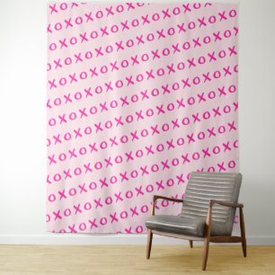 Xoxo roze op roze penseelstreek Foto Station Wandkleed