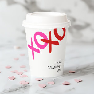 XOXO Roze Rode Knuffels Kust Gelukkige Galentijnsd Papieren Bekers