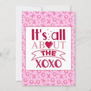 XOXO Roze Rode Schattige Hart Valentijns Groet Feestdagenkaart