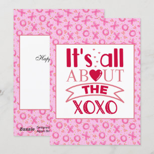 XOXO Roze Rode Schattige Hart Valentijnsdag Wenska Feestdagenkaart