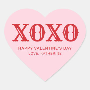 XOXO roze rode typografie schattige Valentijnsdag Hart Sticker