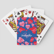 XOXO roze rood hart patroon Monogram blauw