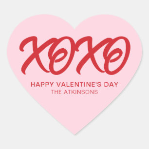 XOXO roze rood schattig modern custom Valentijnsda Hart Sticker