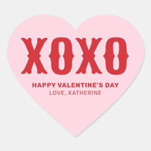 XOXO roze rood schattig typografie Valentijnsdag Hart Sticker