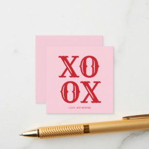 XOXO roze rood schattige typografie gepersonalisee Informatiekaartje