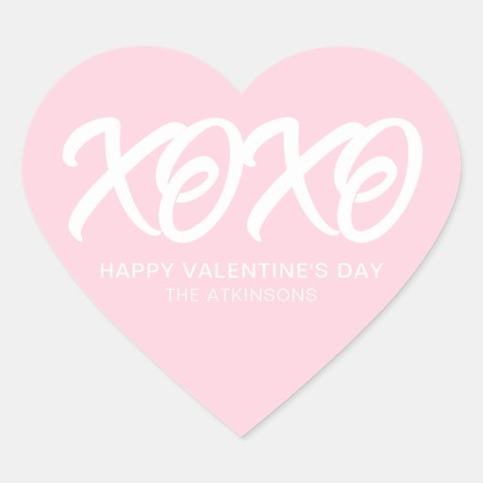 XOXO roze schattig modern custom Valentijnsdag Hart Sticker (Voorkant)