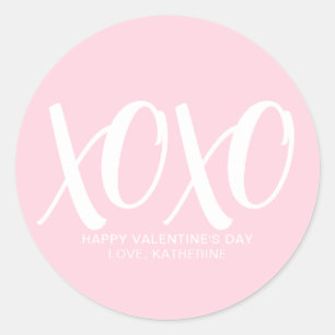 XOXO roze schattig modern custom Valentijnsdag Ronde Sticker