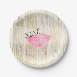 XOXO Roze Waterverf Licht Papieren Bordje