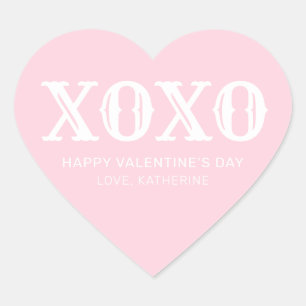 XOXO roze wit typografie schattige Valentijnsdag Hart Sticker