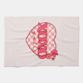 XOXO | Schattige & Liefdevol Roze Hart Theedoek (Horizontaal)
