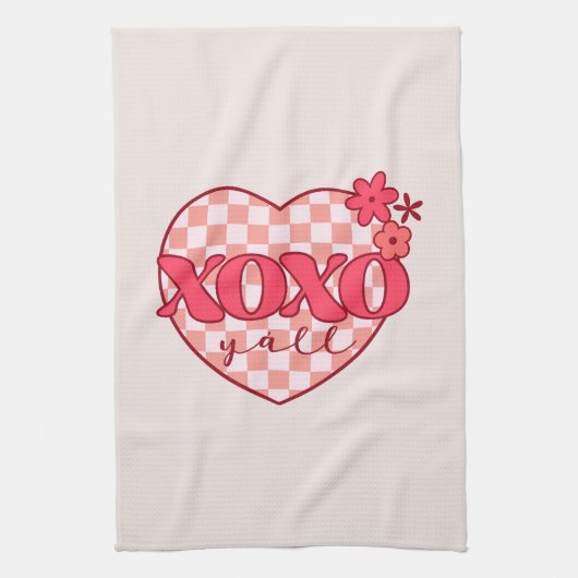 XOXO | Schattige & Liefdevol Roze Hart Theedoek (Verticaal)
