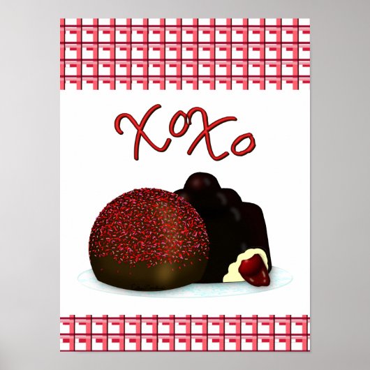 XOXO Valentijn Bonbon en Dark Chocolate Poster (Voorkant)