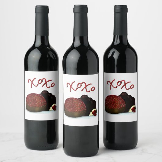 XOXO Valentijn Bonbon en Dark Chocolate Wijn Etiket (Flessen)