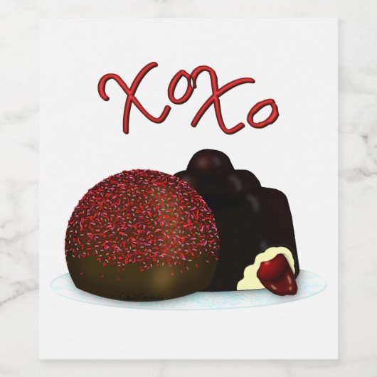 XOXO Valentijn Bonbon en Dark Chocolate Wijn Etiket (Enkel label)