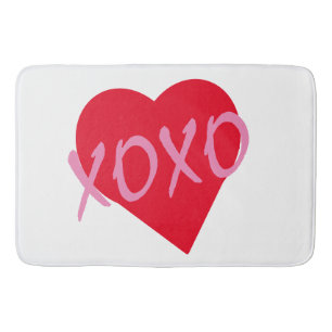 XOXO Valentijn Rood Hart Roze Hugs Kisses Wit Badmat