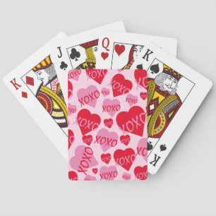 XOXO Valentijn Roze Rood Hartpatroon Roze Pokerkaarten