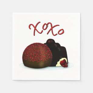 XOXO Valentijnsbonbon en pure chocolade Servet