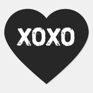 XOXO Valentijnsdag Black White Hugs Kisses Custom Hart Sticker