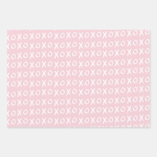 XOXO Valentijnsdag Galentine's Day Roze Wit Inpakpapier Vel (Voorkant 2)