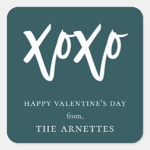 XOXO Valentijnsdag geborsteld script Vierkante Sticker