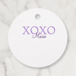 Xoxo Valentijnsdag naam toevoegen paarse pastel mi Bedankjes Labels