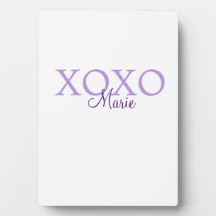 Xoxo Valentijnsdag naam toevoegen paarse pastel mi Fotoplaat
