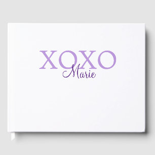 Xoxo Valentijnsdag naam toevoegen paarse pastel mi Gastenboek