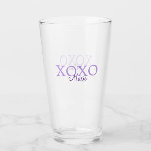 Xoxo Valentijnsdag naam toevoegen paarse pastel mi Glas
