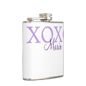 Xoxo Valentijnsdag naam toevoegen paarse pastel mi Heupfles (Rechts)