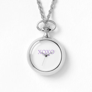 Xoxo Valentijnsdag naam toevoegen paarse pastel mi Horloge