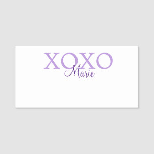 Xoxo Valentijnsdag naam toevoegen paarse pastel mi Naamplaatje