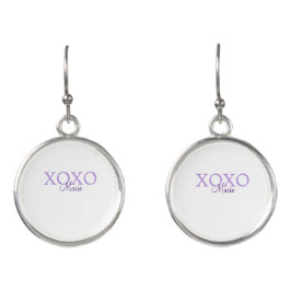 Xoxo Valentijnsdag naam toevoegen paarse pastel mi Oorringen