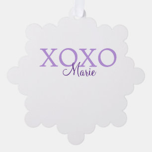 Xoxo Valentijnsdag naam toevoegen paarse pastel mi Ornament Kaart
