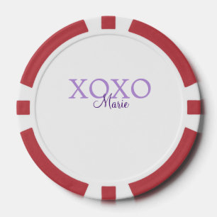 Xoxo Valentijnsdag naam toevoegen paarse pastel mi Poker Chips