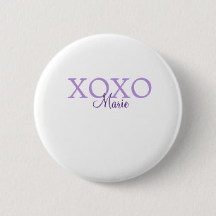 Xoxo Valentijnsdag naam toevoegen paarse pastel mi Ronde Button 5,7 Cm