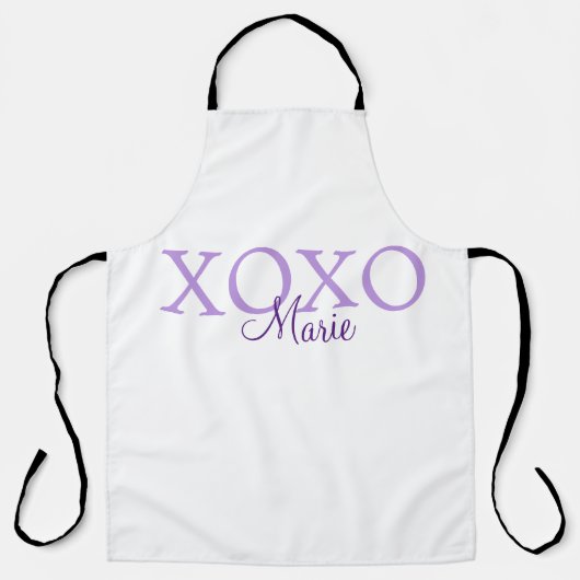 Xoxo Valentijnsdag naam toevoegen paarse pastel mi Schort (Voorkant)