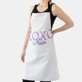 Xoxo Valentijnsdag naam toevoegen paarse pastel mi Schort (Insitu)