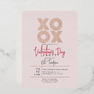 XOXO Valentijnsdag Party Roos Gold Folie Uitnodiging