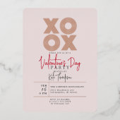XOXO Valentijnsdag Party Roos Gold Folie Uitnodiging (Voorkant)