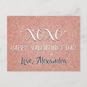 XOXO Valentijnsdag Pink Rose Gold Sparkle Feestdagenkaart